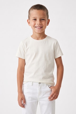 Kiagu Kısa Kol T-shirt Basic Terletmeyen Esnek Kumaş Pamuklu Mevsimlik Kısa Kol Erkek Çocuk Tsort Beyaz