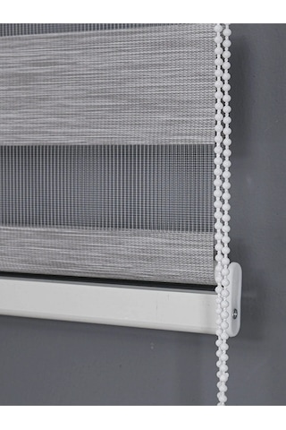 Ithal Kalın Gri Zebra Stor Güneşlik Perde Etek Düz Alüminyum Kasa Metal Ayak