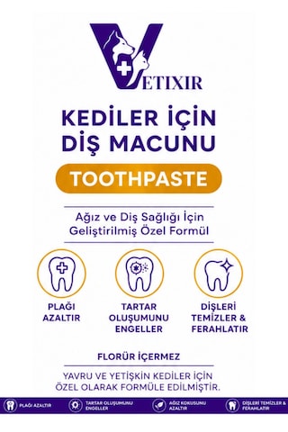 Anti Tartar Kedi Diş Macunu Jel 100 Gr + Silikon Parmak Diş Fırçası