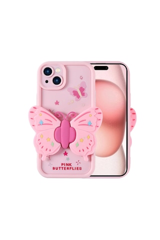 Apple Uyumlu iPhone 15 Kılıf Kamera Korumalı Figür Tasarımlı Zore Kapya Kapak-pembe Açık Pembe Açık Pembe Açık