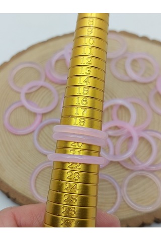 Akik Taşı İnce Boy Yüzük Pembe Alacalı 3mm Kalınlık 59974 Bakır
