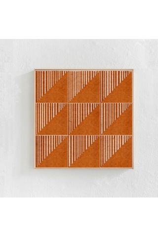 Yanık Turuncu Duvar Sanatı Sanat Terakota Orta Modern Geometrik Duvar Sanatı Büyük Kare Sanat Boho