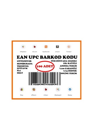 Amazon Barkod Kodu Ean Upc 100 Adet Gs1 Kayıtlı