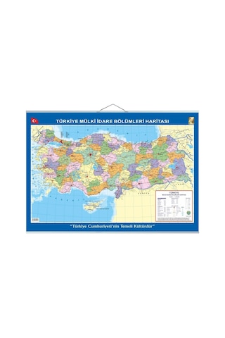 Gülpaş 70x100 Cm Türkiye Siyasi-fiziki Çıtalı Harita 1