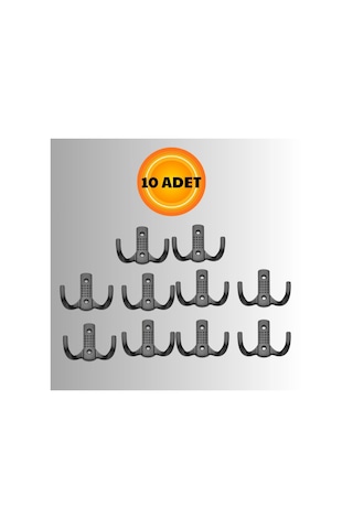 Noktalı Metal Askı Şık Portmanto Askılık Dolap Mobilya Askısı Vidalar Dahil 10 Adet Siyah