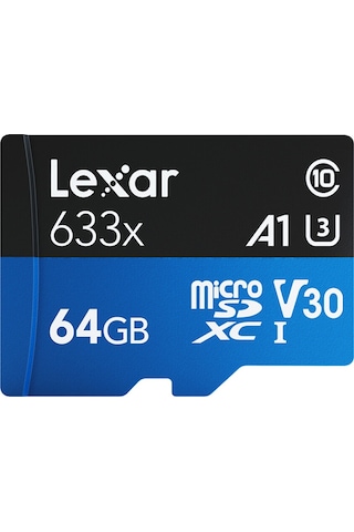 Wezone Lexar 633x 64gb Microsd Kartı, U3 V30 A1 Sınıf 10, 95mb/s Okuma Hızı, Yüksek Hızlı Hafıza Kartı