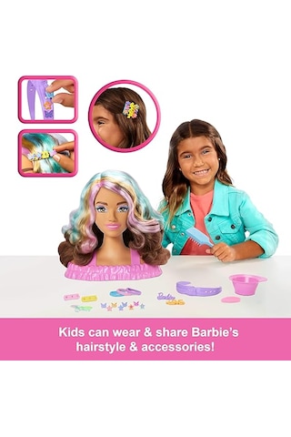 Barbie Saç Tasarımı Büstü Kahverengi Saçlı Jfg82 Kahverengi