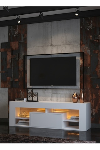 Resital Ledli Tv Ünitesi L1504-1 Beyaz Beyaz