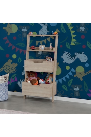 Pasifichome Low Oyuncak Montessori Raflı Kitaplık&Oyuncak Dolabı Açık Meşe