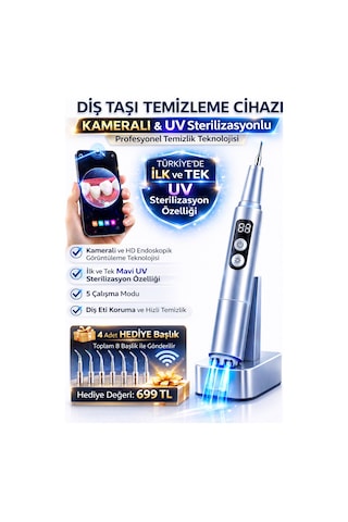 Ds2 Kameralı Diş Taşı Temizleme Cihazı Diş Tartar Sökücü Plak ve Leke Temizleyici Diş Beyazlatma