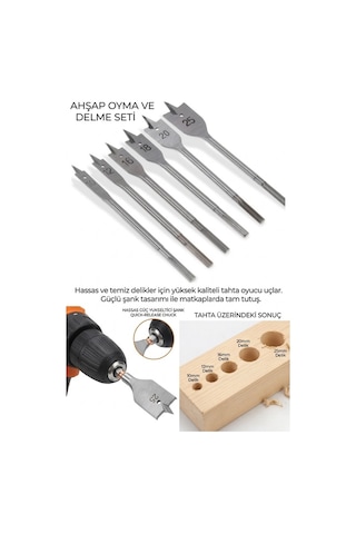 Mucit Home 6 Parça Matkap Uçuna Takılan Tahta Ahşap Oyma Ağaç Delici Yaprak Seti Panç Yaprak Punch Kelebek Panç