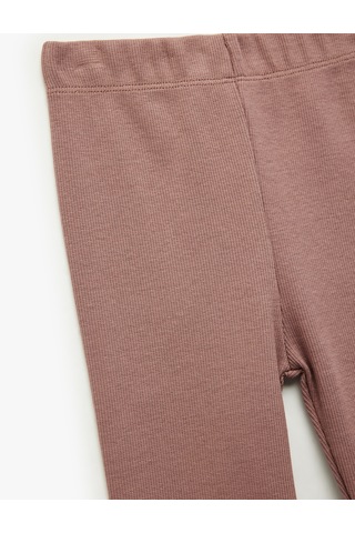 Koton Pamuklu Beli Lastikli Basic Tayt Mürdüm 6wmg40077ak Mor