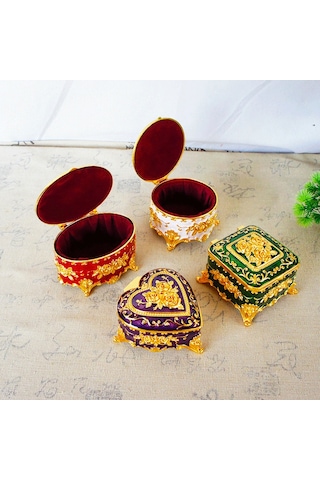 Xiyyadms Gümüş Pembe Kalp Desenli Metal Dekoratif Mücevher Kutusu - Ev Dekoru Aksesuarı, Dayanıklı Alaşım Malzeme, 8x7.5x5 Cm