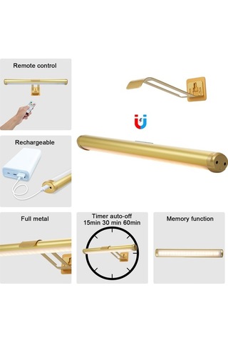 Novahub Manyetik Şarj Edilebilir Resim Lambası - 3 Renk Sıcaklığı, Uzaktan Kumanda, Zamanlayıcı, Siyah Siyah