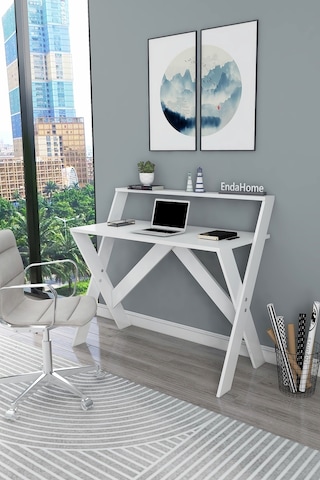 İqas 50x90 Cm Çalışma Masası Laptop Bilgisayar Masası Ofis Ders Yemek Çocuk Masası Beyaz