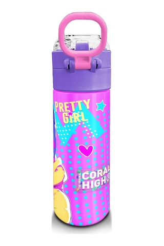 Coral High Kids Lavanta Turkuaz Kulaklı Kız Desenli Pipetli Ve Direkt İçim Çelik Termos 500 Ml 31835 Lavanta - Pembe