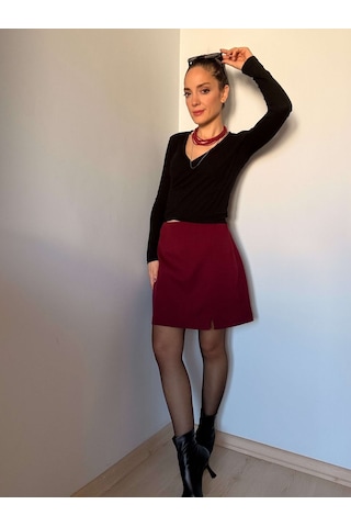 Ali Butik Bordo Şort Etek Bordo