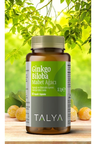 Talya Ginkgo Biloba Mabet Ağacı Yaprağı ve Ekstraktı İçeren Takviye Edici Gıda 60 Kapsül
