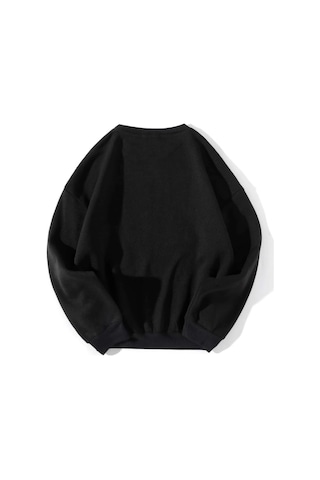 Adrift Grunge Punk Skull & Letter Graphic Sweatshirt Siyah Siyah