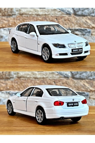 Bmw 330i Çek Bırak Die - Cast Metal Model Araba - Beyaz 11.5 Cm