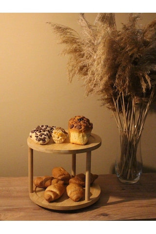 2 Katlı Bambu Döner Yuvarlak Sunumluk Diğer