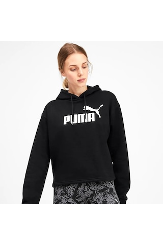 Puma Cropped Logo Tr Kadın Siyah Kapüşonlu Sweatshirt