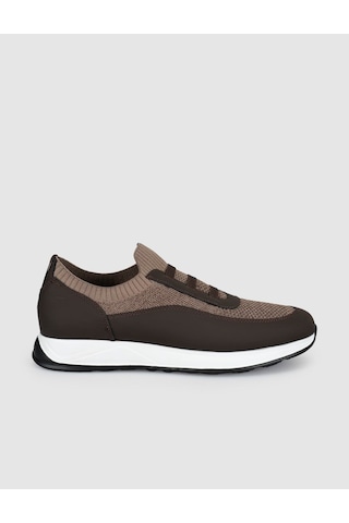 Cabani Bej Örgü Dokulu Konfor Sneaker Siyah - Neon Yeşil