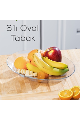 Paşabahçe 10336 6 Lı Oval Servis Sunum Tabak Seti 25x33 Cm