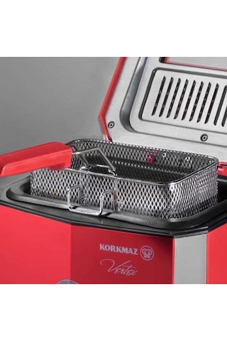 Korkmaz A486-02 Vertex 900 W Fritöz Kırmızı