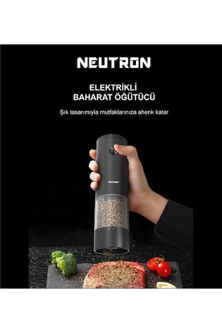 Neutron Ntl-pg-03 Pilli Tuz Ve Baharat Öğütücü Değirmen Tekli Siyah