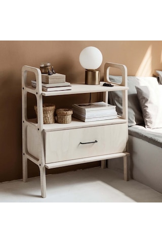 Woodesk Boulder, Ahşap Çekmeceli Kitaplık, 90x75, Beyaz Renk