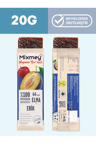 Mixmey Erik Meyve Barı 12 Adet | Sağlıklı Atıştırmalıklar – Vegan, Glutensiz, Koruyucusuz (20GR X 12 ADET)