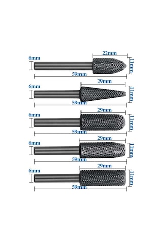 Freze Uç Törpü 5 Parça Kalıpçı Taşlama Seti Metal Demir Oyma Ve Zımparalama Ucu, Matkap Uyumlu