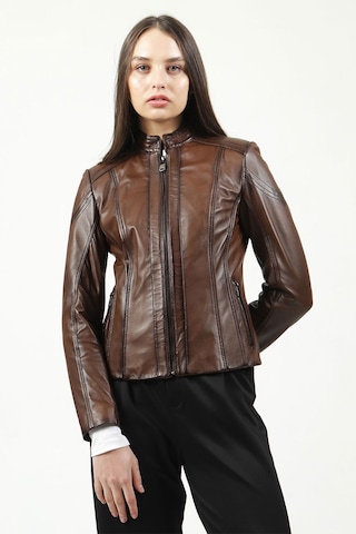 Dericlub Yb-2112 Gerçek Deri Kadın Mont Camel