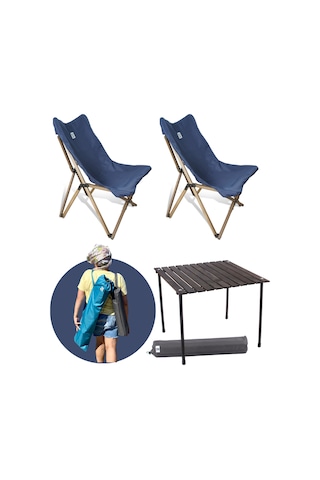 Bag The Joy Ahşap Masa Sandalye Seti Antrasit-Lacivert-70 70 55cm Kahverengi - Lacivert