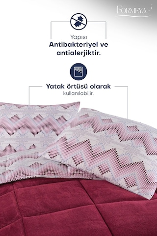 Battal Wellsoft Yorgan Çift Taraflı Yastık Kılıflı 215x235 Cm Bordo