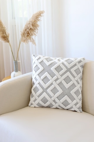 Jakarlı Kırlent 50x50 Cm Mila Gri