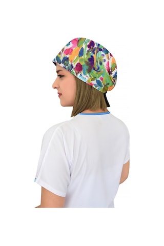 Unisex Yeşil Yapraklı Doktor Hemşire Aşçı Hastane Cerrahi Bonesi Beyaz Beyaz