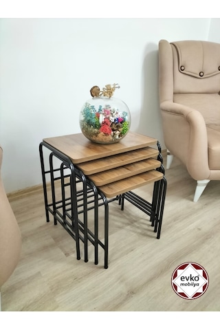 Evko Mobilya Buket Sehpa, 4'lü Zigon Sehpa, Servis Sehpası, Iç Içe Geçen Sehpa, Ahşap Sehpa, Dikdörtgen Sehpa