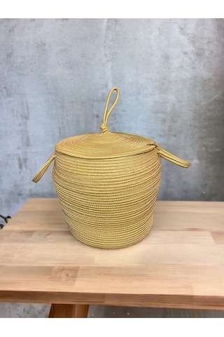 Mavaux Honeypot Kapaklı Çok Amaçlı Dekoratif Jüt Sepet Jüt