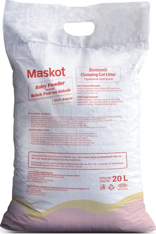 Maskot Bebek Pudrası Kokulu Kedi Kumu 20 L