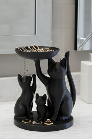 Oxyteez Kedi Figürlü Dekoratif Obje Siyah Renk Reçine Tasarım Ev Ve Ofis Dekorasyonu