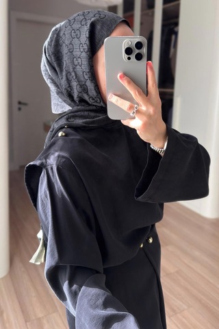 Ka Hijab Kruvaze Pantolonlu Salaş Takım - Siyah