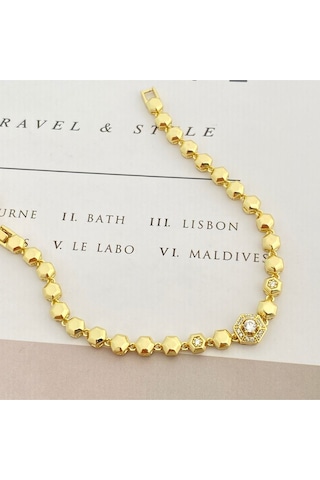 Petek Bileklik Altıgen Suyolu Kadın Bileklik Kararmaz Xuping Vip Seri 14 Ayar 19cm Gold