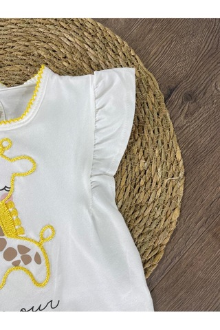 Bebicix Zürafa Desenli Şortlu 2li Takım Beyaz