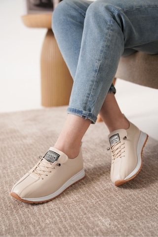 D0112 Günlük Ortopedik Kadın Sneaker Spor Ayakkabı Bej