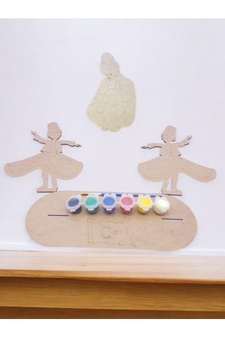 Türk Kahramanları Mevlana Ve Semazenler Büyük Boy Ahşap Hobi Boya