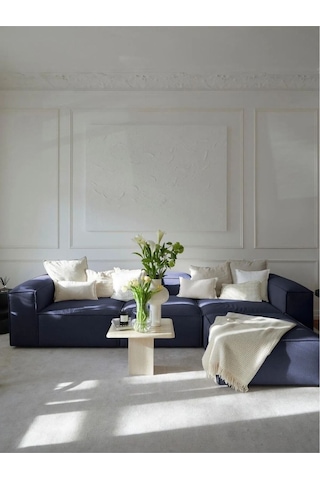 Mira Relax 4 Modül Köşe Koltuk Lacivert Keten Kumaş Antrasit