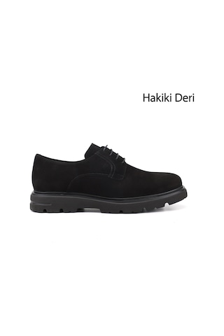 Gönderir Erkek Siyah Nubuk Bağcıklı Hakiki Deri Klasik Ayakkabı Ddma80442706