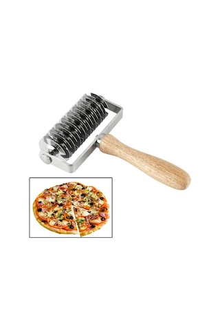Sones Pişirme Aracı Paslanmaz Çelik Ahşap Saplı Pizza Rulo Kesici Tatlı Ocak Pizza Ağı Bıçak
